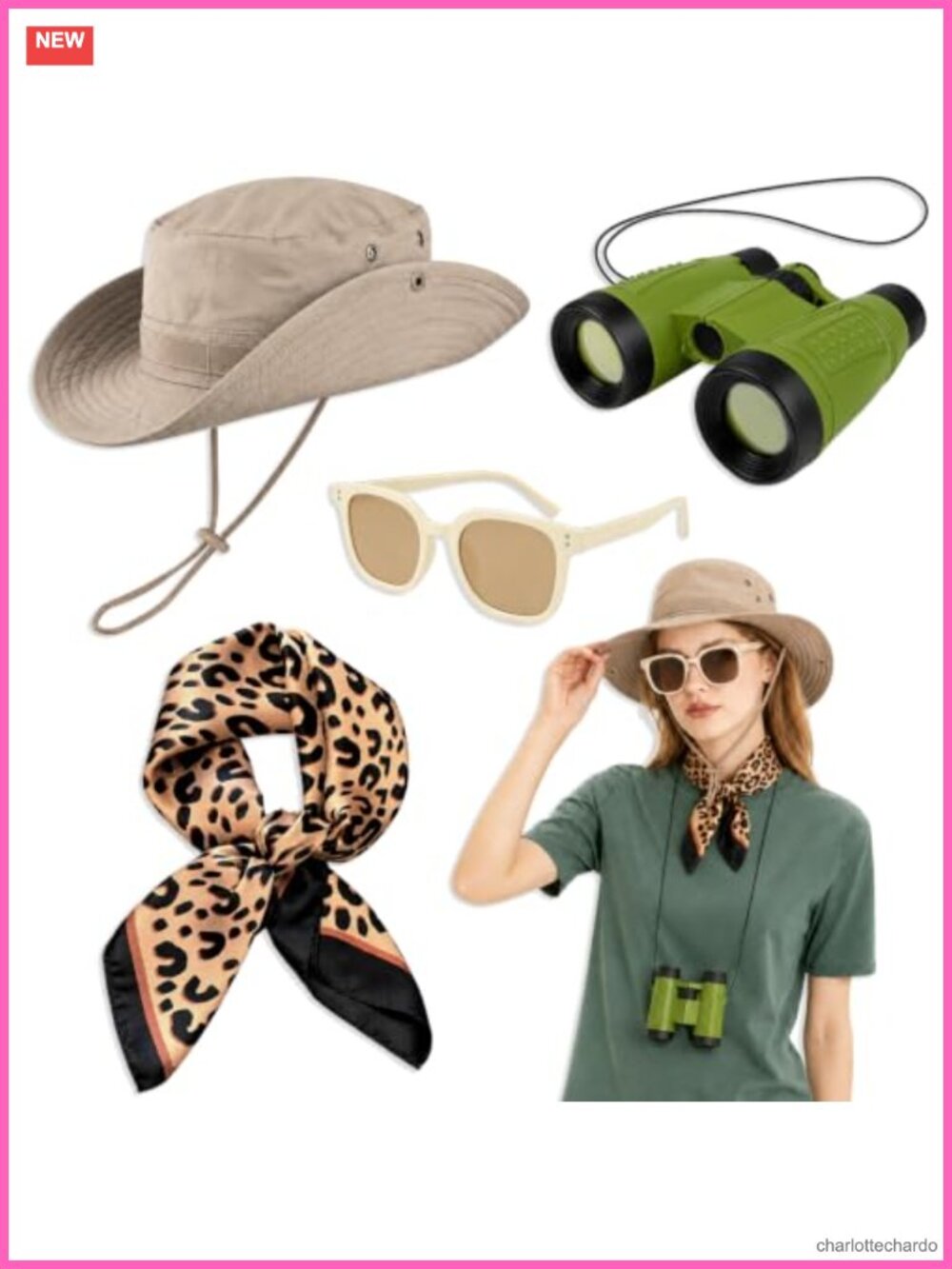 Safari Costume Set Women Zoo Keeper Accessories Hat Scarf